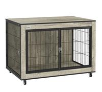 Dog Crate Furniture on Wheels Wooden Pet Kennel for Medium Dogs with Storage