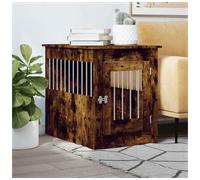 Dog Crate Furniture Smoked Oak 55x80x68 cm Engineered Wood Steel End Table Plus