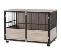 Dog Crate Furniture Walnut 80x60x68cm Particleboard Steel Side Table Bed Cushion