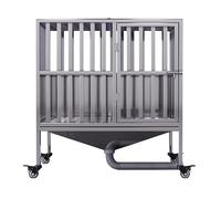 Dog Crate Heavy Duty Stainless Steel Escape Proof Dog Cage Kennel with Toilet for Small Medium Large Dogs, Double Door, with Lock Wheels(80cm/31.4in)