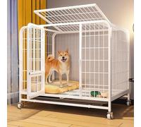 Dog Crate, Indestructible Cage, Newly Upgraded Thickened Square Tube Material, with Removable Tray(78x52x70cm)