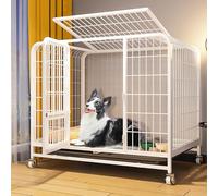Dog Crate, Indestructible Cage, Newly Upgraded Thickened Square Tube Material, with Removable Tray(93x62x82cm)