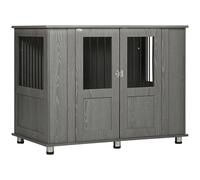 Dog Crate Kennel Cage Grey 116x60x87cm Particleboard Steel Wire Extra Large XL
