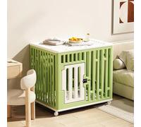 Dog Crate Kennel for Small Medium Dogs - Sturdy PE Plastic with Wheels, Prevent Escape Lock and Easy to Install Plastic Tray