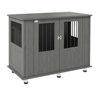 Dog Crate Kennel Table Grey 100x55x80cm Indoor Large Particle Board & Steel Wire