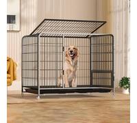 Dog Crate Kennel with Wheels - Prevent Escape Lock Tray, Easy to Install for Small and Medium Dogs, Thickened Steel Construction