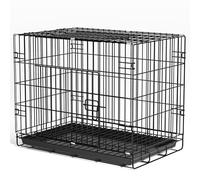 Dog Crate Large Size, Sturdy Folding Pet Cage, Dog Cage with 2 Doors, Removable Plastic Base Tray-Easy Cleaning (90x56x65cm)