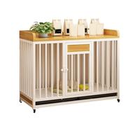 Dog Crate Large White/Black Steel Square Tube Base Dog Crate Pet Indoor Small & Medium Top with Storage Home Kennel(White)