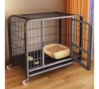 Dog crate, Made of Metal 3 Doors with Swivel Wheels and Tray Auto-locking Design(White,125 cm L x 95 cm W x 110 cm H)
