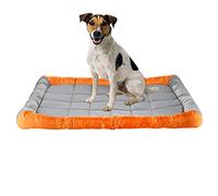 Dog Crate Mat, Water Resistant Weather Proof Indoor Outdoor Camping Dog Mattress, Large, Silver/Orange 120x70x8cm
