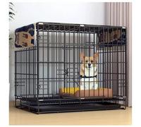 Dog Crate Medium Size, Folding Pet Cage, Dog Cage With 2 Doors, Includes Leak- Proof Pan, Floor Protecting Feet, Divider Panel Easy Cleaning(Size:50x32x35cm,Color:black)