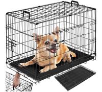 tectake Luna Double Locked Door Foldable Steel Dog Crate 78cm