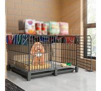 Dog Crate - Portable Metal Pet Cage For Small Dogs, Indoor/Outdoor Use, Balcony Friendly, Features Removable Plastic Tray And Foot Pads For Easy Cleaning,72 cm L x 47 cm W x 35 cm H