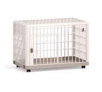 Dog crate, Resin with Spinner Wheels and Diaper Guard Two Doors Door Storage Buckle Pet Cage Easy to Clean(66 cm L x 51 cm W x 56 cm H)