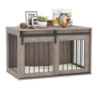 Dog Crate Side Table Brown Cream 100x60x63cm Particle Board Steel PlushRemovable