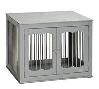 PawHut Dog Crate End Table with Three Doors for Medium Pets, Grey