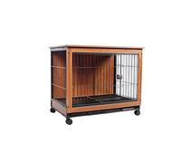 Dog Crate Small and medium-sized dog cage indoor villa, with its own rollers, free to move(Bruin,Small)