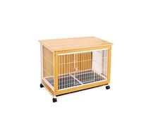 Dog Crate Small and medium-sized dog cage indoor villa, with its own rollers, free to move,yellow,98 * 64 * 70cm