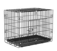 Dog Crate Small Size, Folding Pet Cage, Dog Cage with 2 Doors, Removable Plastic Base Tray-Easy Cleaning (60x43x49cm)