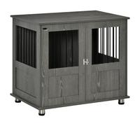 PawHut Dog Crate Furniture End Table for Medium Dogs Grey 85 x 55 x 75 cm | Pet Kennel with Magnetic Door