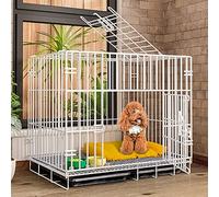 Dog Crate Table, Heavy-Duty Metal Wire Double-Doors Dog Furniture, Metal Folding Cage With Chew Resistant Plastic Base Tray Heavy Duty Box,White-Xxl: 100 * 60 * 70cm