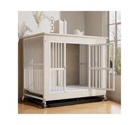 Dog Crate Wooden Dog Cage Indoor Kennel with Toilet House Large Pet Dog House(White)