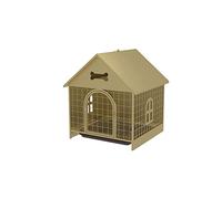 Dog Crate Wrought iron dog house with toilet outdoor villa pet kennel cat cage(Gold,01)