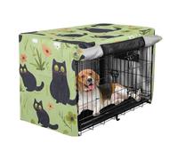 Dog Crates Covers Kennel Covers for Puppy Dog Crate Protector Cartoon Black Cats with Green Frog Heads