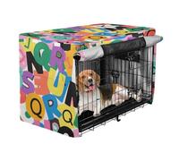 Dog Crates Covers Pets Kennel Cover with Roller Shades Colorful Cartoon Alphabet