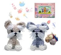 Dog Crochet Kit for Beginners, Crochet Animal Kit, Includes Video Tutorial and Manual, Easy Knitting Yarn for Adults and Kids Over 12 Years Old, Gift Idea from
