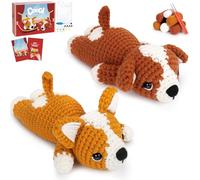 Dog Crochet Kit for Beginners with Video Crochet Animal Kit Complete Corgi Crochet with Yarn Hooks Needles, Animal Knitting Kit Learn to Crochet Starter Kit Dogs Set Beginners Crochet Kit