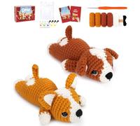 Dog Crochet Kit for Beginners With Video Crochet Animal Kit Complete Crochet Corgi Kit Animal Knitting Kit Learning Crochet Starter Kit Dogs Set Beginners Crochet Kit Set for Crochet Lover Gift
