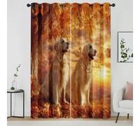 Dog Curtains, Golden Retriever Print Blackout Curtains 72 Inch Drop, Puppy Animal Eyelet Thermal Insulated Window Curtains & Drapes for Bedroom, Living Room, 52x72 Inch 2 Panels yLx186