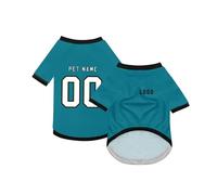 Dog Custom Football T-Shirt with Name Number or Logo ，Breathable Lightweight Polyester Doggy Tee,Sporty Pet Jersey Vest For Small, Medium & Large Dogs Clothes，Personalised Football Jersey Pet Shirt