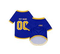 Dog Custom Football T-Shirt with Name Number or Logo ，Breathable Lightweight Polyester Doggy Tee,Sporty Pet Jersey Vest For Small, Medium & Large Dogs Clothes，Personalised Football Jersey Pet Shirt