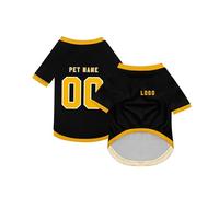 Dog Custom Football T-Shirt with Name Number or Logo ，Breathable Lightweight Polyester Doggy Tee,Sporty Pet Jersey Vest For Small, Medium & Large Dogs Clothes，Personalised Football Jersey Pet Shirt
