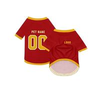 Dog Custom Football T-Shirt with Name Number or Logo ，Breathable Lightweight Polyester Doggy Tee,Sporty Pet Jersey Vest For Small, Medium & Large Dogs Clothes，Personalised Football Jersey Pet Shirt