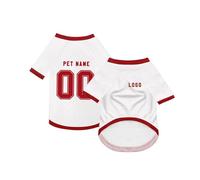 Dog Custom Football T-Shirt with Name Number or Logo ，Breathable Lightweight Polyester Doggy Tee,Sporty Pet Jersey Vest For Small, Medium & Large Dogs Clothes，Personalised Football Jersey Pet Shirt