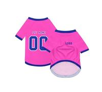 Dog Custom Football T-Shirt with Name Number or Logo ，Breathable Lightweight Polyester Doggy Tee,Sporty Pet Jersey Vest For Small, Medium & Large Dogs Clothes，Personalised Football Jersey Pet Shirt