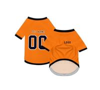 Dog Custom Football T-Shirt with Name Number or Logo ，Breathable Lightweight Polyester Doggy Tee,Sporty Pet Jersey Vest For Small, Medium & Large Dogs Clothes，Personalised Football Jersey Pet Shirt