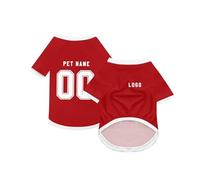 Dog Custom Football T-Shirt with Name Number or Logo ，Breathable Lightweight Polyester Doggy Tee,Sporty Pet Jersey Vest For Small, Medium & Large Dogs Clothes，Personalised Football Jersey Pet Shirt
