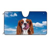 Dog Cute Cavalier King Charles Spaniel Puppy Blue Sky Background Front Window Sunshade Foldable Sun Protection For Windscreen Block Uv Rays Windscreen Cover Universal For Vans Truck Auto S