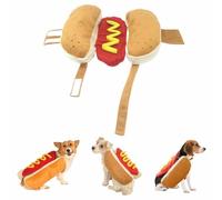 Dog Cute Halloween Costumes Hot Dog Shaped Dachshund Sausage Adjustable Clothes Up Costume Apparel Pet Dressing Party Suit
