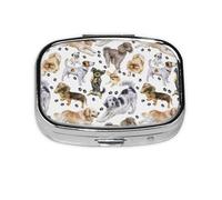 Dog Cute Puppy,Meta Pill Box 2 Compartment Medicine Case,Portable Organizer,Rectangle Meta Portable Organizer Pill Box 1304 Compartment Medicine Case