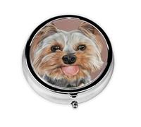 Dog Cute Yorkshire Terrier TeacupMeta Pill Box 3 Compartment Medicine Case,Portable Organizer