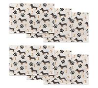 Dog Dachshund Placemats Set of 6,Bones Paws Placemats Washable Kitchen Dining Linen Table Mats Stain Heat-Resistant for Home Party Indoor 12x18 inch