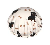 Dog Dachshund,Shower Cap Nightcap Double Layer Waterproof Elastic Bath Cap Reusable Hair Cap