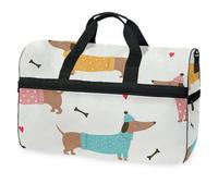 Dog Dachshund Vector Travel Duffel Bag for Men Women Boys Girls Teens,Oversized Sports Gym Bag with Shoes Compartment Overnight Weekend Yoga Workout Bag Training Handbag