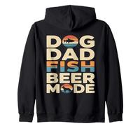 Dog Dad Fish Beer Mode Retro Fishing Sunset Zip Hoodie