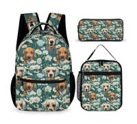 Dog Daisy Book Pack with Lunch Box Pencil Case for Girls Age 9, Flower Book Pack School Supplies Bundle Year 5 for Girls School Season Study Supplies and Weekend Trips